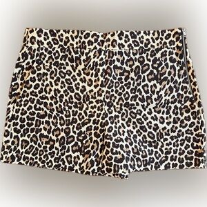 Zara Woman Leopard Print Structured Shorts — Size XL — New Without Tags